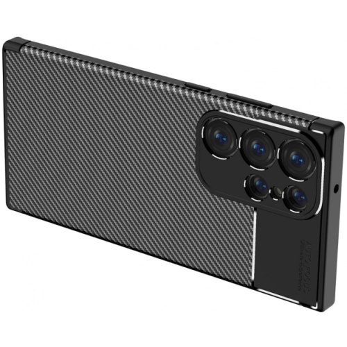 Samsung Galaxy S23 Ultra Kılıf Silikon Parmak İzi Bırakmayan Karbon Soft Negro Kapak - Lacivert