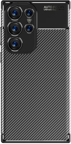 Samsung Galaxy S23 Ultra Kılıf Karbon Serisi Mat Fiber Silikon Negro Kapak - Lacivert