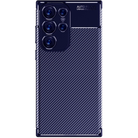 Samsung Galaxy S23 Ultra Kılıf Silikon Parmak İzi Bırakmayan Karbon Soft Negro Kapak - Lacivert