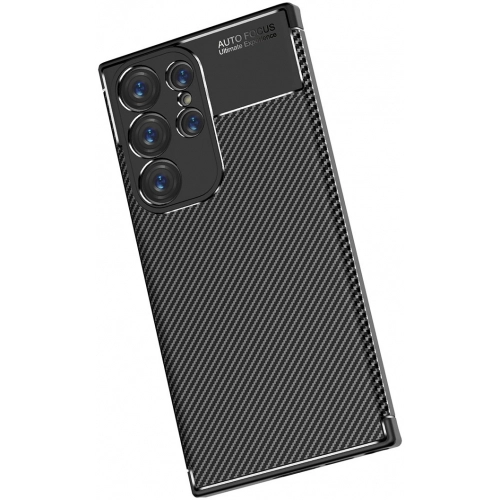 Samsung Galaxy S23 Ultra Kılıf Silikon Parmak İzi Bırakmayan Karbon Soft Negro Kapak - Siyah