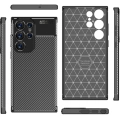Samsung Galaxy S23 Ultra Kılıf Silikon Parmak İzi Bırakmayan Karbon Soft Negro Kapak - Siyah