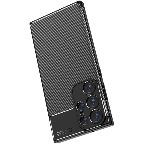 Samsung Galaxy S23 Ultra Kılıf Silikon Parmak İzi Bırakmayan Karbon Soft Negro Kapak - Siyah