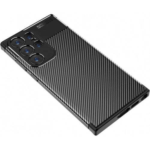 Samsung Galaxy S23 Ultra Kılıf Silikon Parmak İzi Bırakmayan Karbon Soft Negro Kapak - Siyah