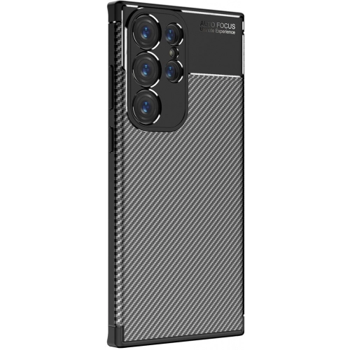 Samsung Galaxy S23 Ultra Kılıf Silikon Parmak İzi Bırakmayan Karbon Soft Negro Kapak - Siyah