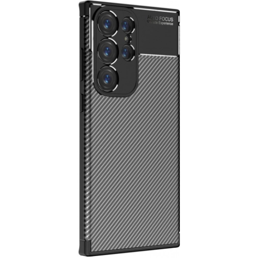 Samsung Galaxy S23 Ultra Kılıf Silikon Parmak İzi Bırakmayan Karbon Soft Negro Kapak - Siyah