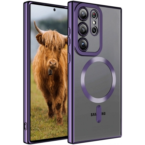 Samsung Galaxy S23 Ultra Kılıf Magsafe Wireless Şarj Özellikli Zore Setro Silikon - Derin Mor