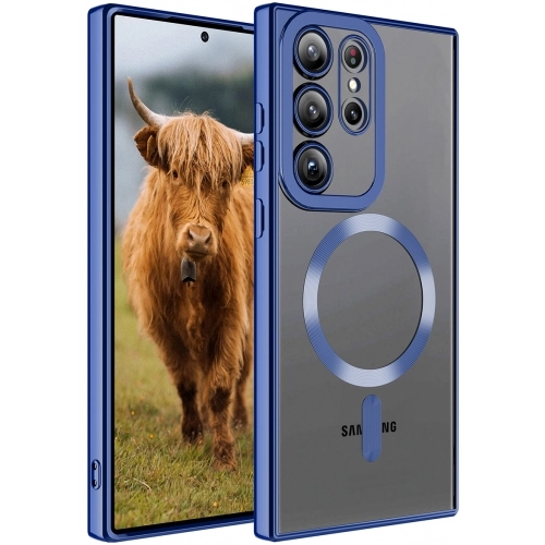 Samsung Galaxy S23 Ultra Kılıf Magsafe Wireless Şarj Özellikli Zore Setro Silikon - Mavi