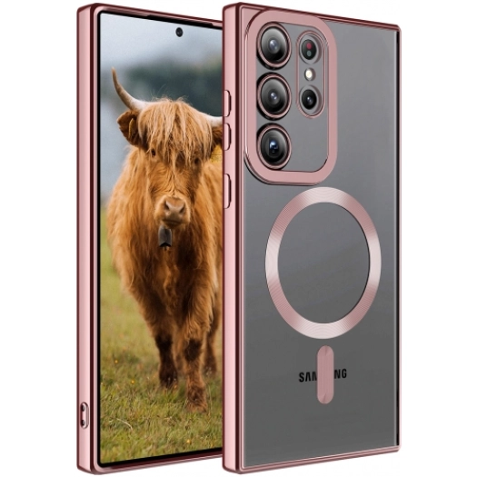 Samsung Galaxy S23 Ultra Kılıf Magsafe Wireless Şarj Özellikli Zore Setro Silikon - Rose Gold