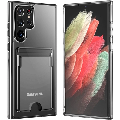 Samsung Galaxy S23 Ultra Kılıf Şeffaf Clear Kartlık Bölmeli Silikon Kapak