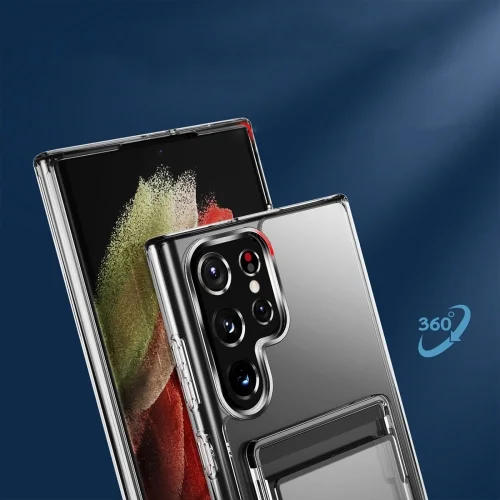 Samsung Galaxy S23 Ultra Kılıf Şeffaf Clear Kartlık Bölmeli Silikon Kapak
