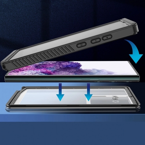 Samsung Galaxy S23 Ultra Kılıf Su Geçirmez Toza Dayanıklı IP68 Sertifikalı 360 Tam Koruma Kapak - Siyah