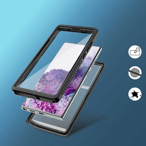 Samsung Galaxy S23 Ultra Kılıf Su Geçirmez Toza Dayanıklı IP68 Sertifikalı 360 Tam Koruma Kapak - Siyah