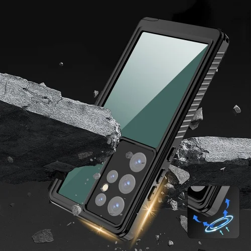 Samsung Galaxy S23 Ultra Kılıf Su Geçirmez Toza Dayanıklı IP68 Sertifikalı 360 Tam Koruma Kapak - Siyah