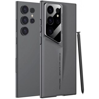 Samsung Galaxy S23 Ultra Kılıf Ultra İnce Kameralı Korumalı Sert Rubber Procase Kapak - Gri