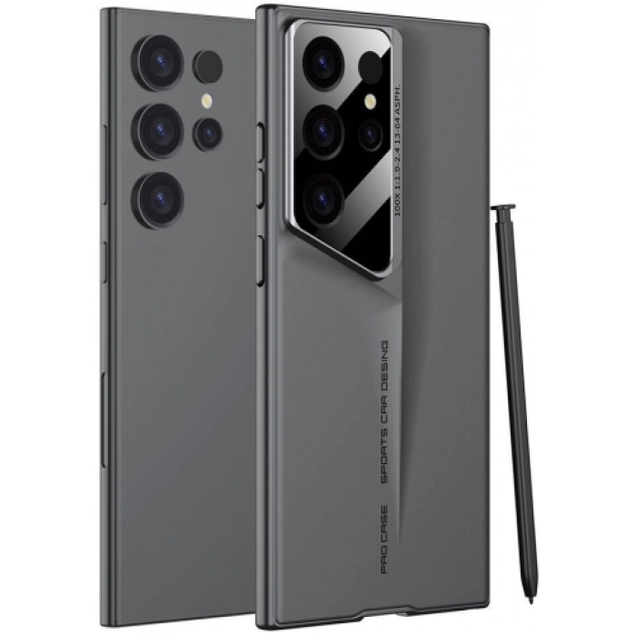 Samsung Galaxy S23 Ultra Kılıf Ultra İnce Kameralı Korumalı Sert Rubber Procase Kapak - Gri