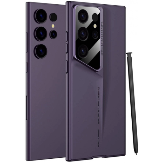 Samsung Galaxy S23 Ultra Kılıf Ultra İnce Kameralı Korumalı Sert Rubber Procase Kapak - Mor