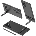 Samsung Galaxy S23 Ultra Kılıf Zore Kamera Korumalı Dikey Standlı Ays Kapak - Siyah