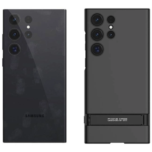 Samsung Galaxy S23 Ultra Kılıf Zore Kamera Korumalı Dikey Standlı Ays Kapak - Siyah