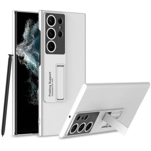 Samsung Galaxy S23 Ultra Kılıf Zore Standlı Mat Ays Kapak - Gümüş