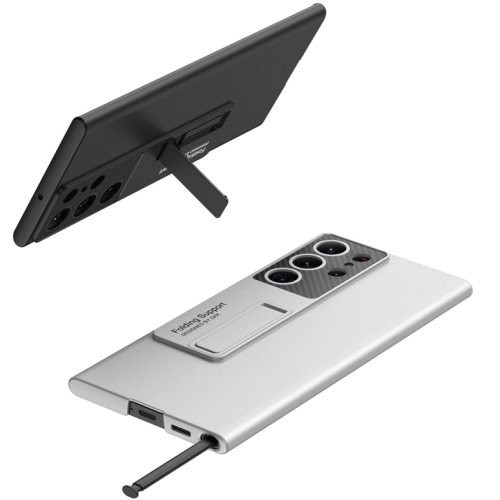 Samsung Galaxy S23 Ultra Kılıf Zore Standlı Mat Ays Kapak - Gümüş