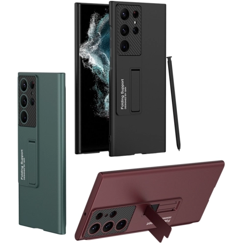 Samsung Galaxy S23 Ultra Kılıf Zore Standlı Mat Ays Kapak - Kırmızı