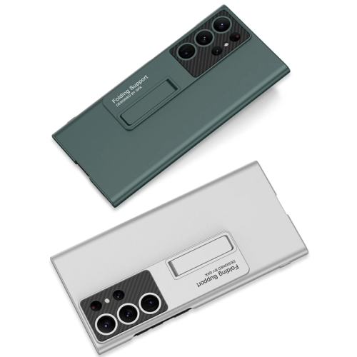 Samsung Galaxy S23 Ultra Kılıf Zore Standlı Mat Ays Kapak - Siyah