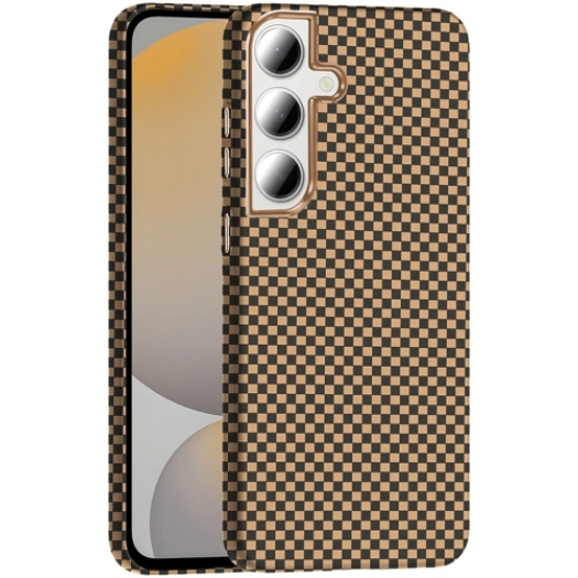 Samsung Galaxy S24 FE ile Uyumlu Kılıf MagSafe Şarj Özellikli Karbon Fiber Görünümlü Gros Kapak - Desert Titanyum