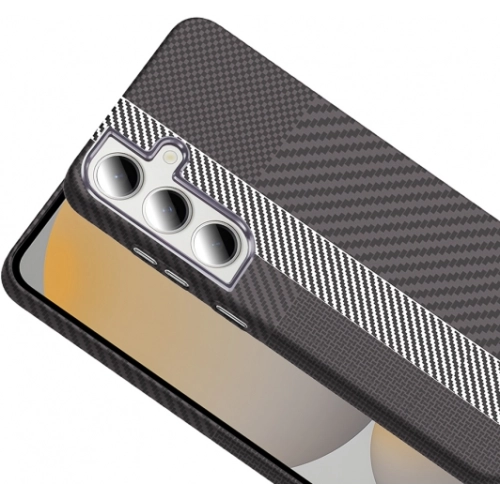 Samsung Galaxy S24 FE ile Uyumlu Kılıf MagSafe Şarj Özellikli Karbon Fiber Görünümlü Gros Kapak - Desert Titanyum