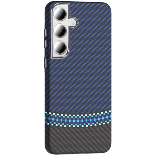 Samsung Galaxy S24 FE ile Uyumlu Kılıf MagSafe Şarj Özellikli Karbon Fiber Görünümlü Gros Kapak - Lacivert