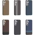 Samsung Galaxy S24 FE ile Uyumlu Kılıf MagSafe Şarj Özellikli Karbon Fiber Görünümlü Gros Kapak - Lacivert