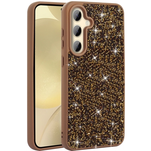 Samsung Galaxy S24 FE ile Uyumlu Kılıf Parlak Taşlı Tasarım Zore Pırlanta Kapak - Gold