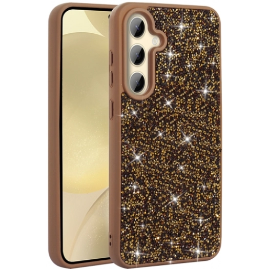 Samsung Galaxy S24 FE ile Uyumlu Kılıf Parlak Taşlı Tasarım Zore Pırlanta Kapak - Gold