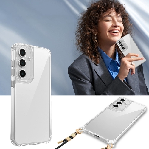 Samsung Galaxy S24 FE Kılıf Airbagli Takılabilir Askı Aparatlı Esnek Snap Silikon Kapak - Şeffaf