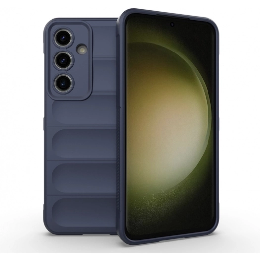 Samsung Galaxy S24 FE Kılıf Esnek TPU Oyuklu Arka Yüzey Tasarımlı Zore Etnik Silikon Kapak - Lacivert