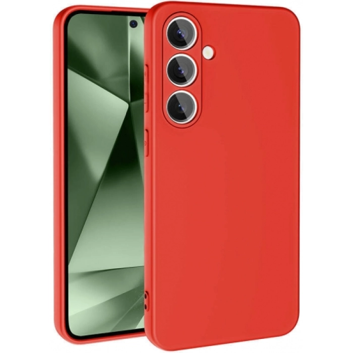Samsung Galaxy S24 FE Kılıf İçi Kadife Mat Mara Lansman Silikon Kapak  - Kırmızı