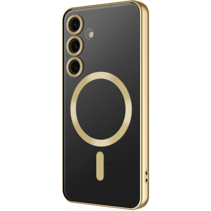 Samsung Galaxy S24 FE Kılıf Kamera Korumalı Şeffaf Magsafe Wireless Şarj Özellikli Demre Kapak - Gold