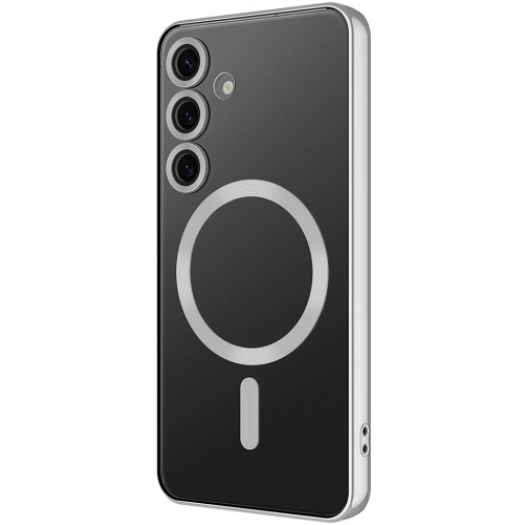 Samsung Galaxy S24 FE Kılıf Kamera Korumalı Şeffaf Magsafe Wireless Şarj Özellikli Demre Kapak - Gümüş