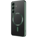 Samsung Galaxy S24 FE Kılıf Kamera Korumalı Şeffaf Magsafe Wireless Şarj Özellikli Demre Kapak - Koyu Yeşil