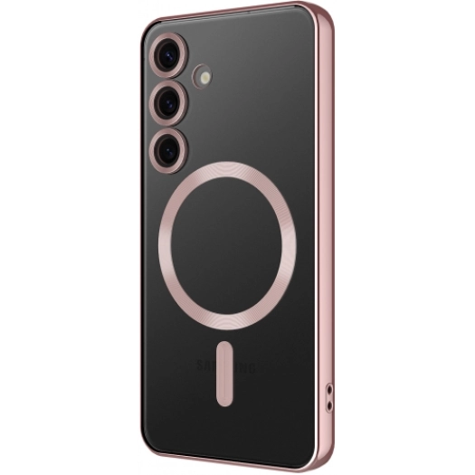 Samsung Galaxy S24 FE Kılıf Kamera Korumalı Şeffaf Magsafe Wireless Şarj Özellikli Demre Kapak - Rose Gold