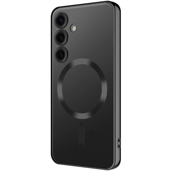 Samsung Galaxy S24 FE Kılıf Kamera Korumalı Şeffaf Magsafe Wireless Şarj Özellikli Demre Kapak - Siyah