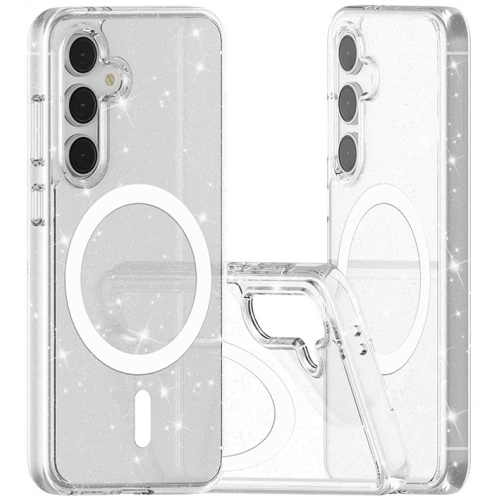Samsung Galaxy S24 FE Kılıf Magsafe Şarj Özellikli Parlayan Simli Saydam Renkli Allstar Kapak - Şeffaf