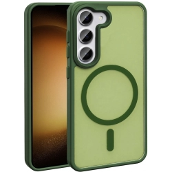 Samsung Galaxy S24 FE Kılıf Magsafe Şarj Özellikli Renkli Mat Arka Yüzey Sio Kapak - Açık Yeşil