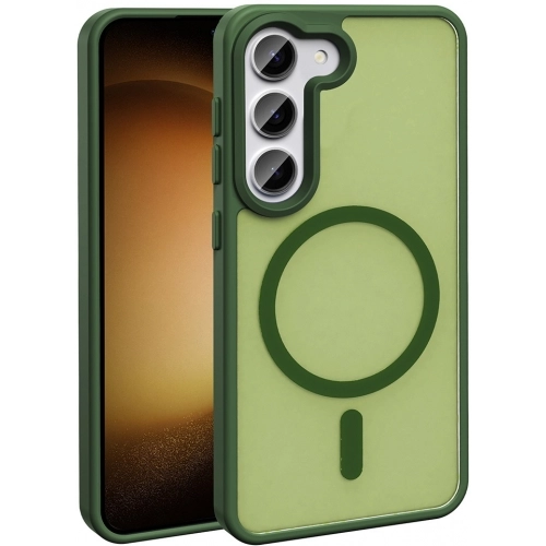 Samsung Galaxy S24 FE Kılıf Magsafe Şarj Özellikli Renkli Mat Arka Yüzey Sio Kapak - Açık Yeşil