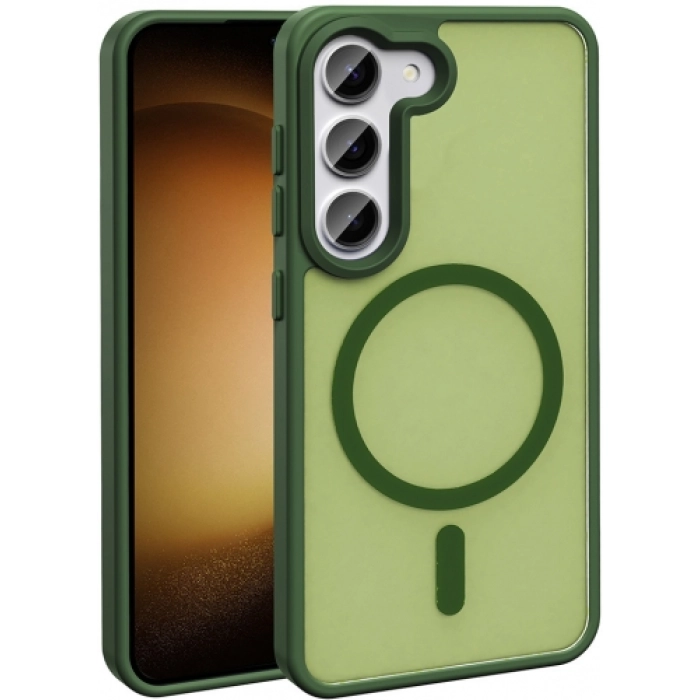 Samsung Galaxy S24 FE Kılıf Magsafe Şarj Özellikli Renkli Mat Arka Yüzey Sio Kapak - Açık Yeşil