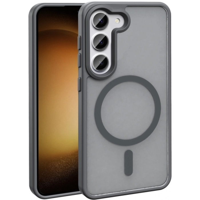 Samsung Galaxy S24 FE Kılıf Magsafe Şarj Özellikli Renkli Mat Arka Yüzey Sio Kapak - Gri