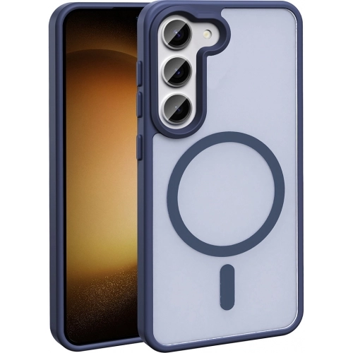 Samsung Galaxy S24 FE Kılıf Magsafe Şarj Özellikli Renkli Mat Arka Yüzey Sio Kapak - Mavi