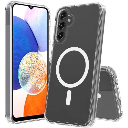 Samsung Galaxy S24 FE Kılıf Magsafe Şarj Özellikli Şeffaf Sert PC Embos Kapak - Şeffaf