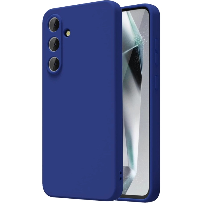 Samsung Galaxy S24 FE Kılıf Silikon Mat Esnek Kamera Korumalı Biye Kapak - Mavi