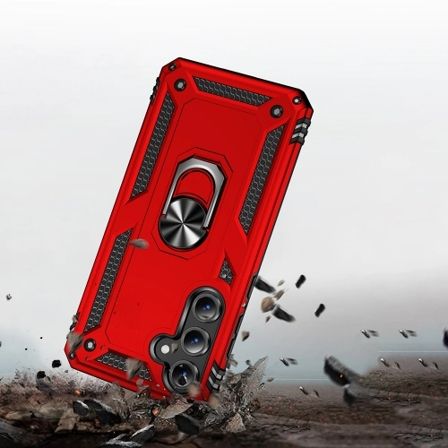 Samsung Galaxy S24 FE Kılıf Silikon Zırhlı Standlı Yüzüklü Mıknatıslı Tank Kapak - Siyah