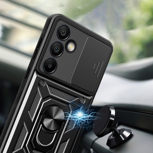 Samsung Galaxy S24 FE Kılıf Zırhlı Standlı Silikon Sürgülü Kamera Korumalı Tank Kapak - Mavi